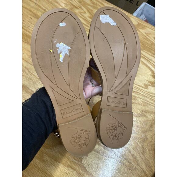 Franco Sarto Giola Sandals Women's 9.5 M Brown Leather Ankle Strap Buckle S62 - Picture 3 of 5